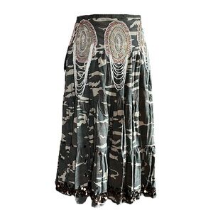 Spy Zone Exchange Camo A Line Skirt With Embellished Waist Line